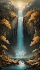 Fotobehang Traumhaftes Gemälde - Stimmungsvoller Wasserfall © lavillia