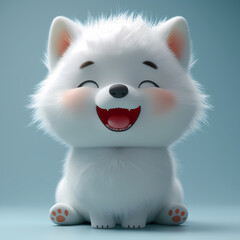 A cute and happy baby wolf 3d illustration