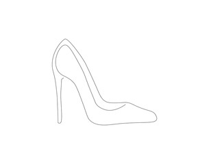 Continuous line drawing of high heel. One line of high heels. female elegant shoe concept continuous line art. Editable outline