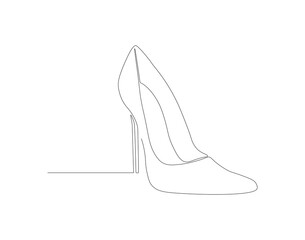Continuous line drawing of high heel. One line of high heels. female elegant shoe concept continuous line art. Editable outline