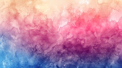 Abstract background with a vibrant watercolor splash blending pink and blue hues, reminiscent of a celestial scene or dreamy skyscape..