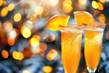 Celebration toast with sparkling fruit juice - obrazy, fototapety, plakaty
