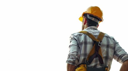 Construction worker. Builder on white background.