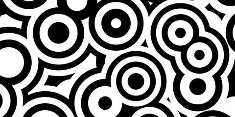 Abstract modern minimal black and white monochrome geometry large concentric circles pattern background - 784595944