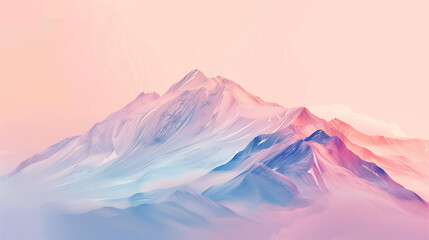 Soft pastel color abstract art of beautiful mountains. Mountain peak, minimalism landscape, panorama banner illustration - 784596178