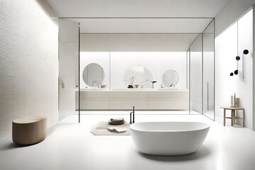 modern bathroom with white tiles