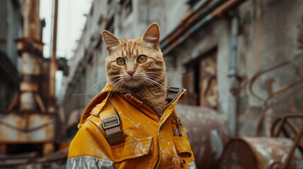 Industrial cat builder. Construction cat worker in industrial setting - 784596587