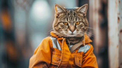 Industrial cat builder. Construction cat worker in industrial setting - 784596760
