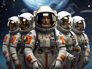 Generative AI. Astronauts In Different Poses T-shirt Design
