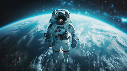 Fototapeta premium Collection of Astronaut in space looking planet, science fiction wallpaper, deep space., astronaut floating in space, space concept
