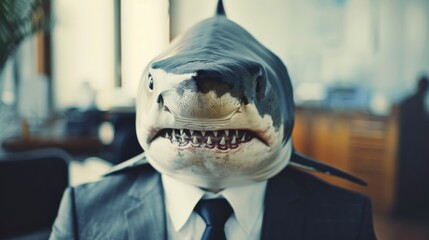 Business shark in office. Businessman shark. Corporate shark - 784598353