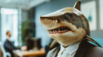 Business shark in office. Businessman shark. Corporate shark - 784598586