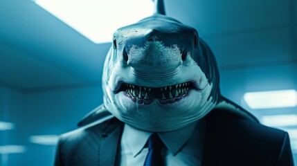 Business shark in office. Businessman shark. Corporate shark - 784598931