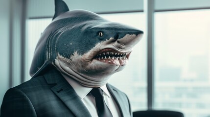 Business shark in office. Businessman shark. Corporate shark - 784599137