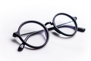 Eyeglasses Isolated. Black Frame Eyeglasses on White Background with Copy Space