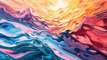 Oil painting, melting landscapes, surreal shapes, sunset, close-up, dreamy distortions.
