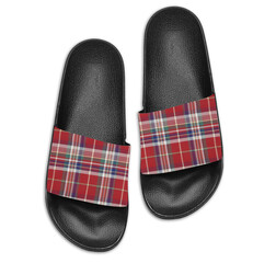  check slide in slipper flat lay view isolated on white backgroun