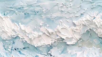 Oil painting, sea foam patterns, soft whites and blues, morning, close focus, frothy texture. 