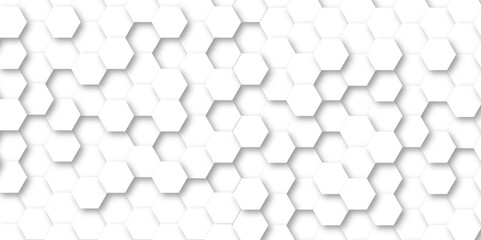 Abstract white background with hexagonal shapes. white paper texture and futuristic business .  Seamless background. Abstract honeycomb background. Surface polygon pattern with digital hexagon.