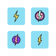 Lightning line icon set. Thunderbolt, high voltage, electric charge. Energy or electricity symbol. Can be used for pictogram, web design, emblem