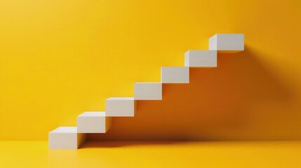 White stairs and yellow background.