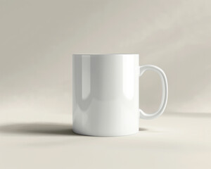 Obraz premium White mug mock up. Classic mug on a plain light-color background. AI generated