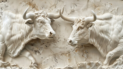 Bull heads bas-relief.