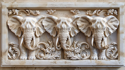 Bas-relief sculpture of elephant.


