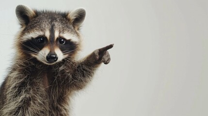 Close-up portrait of cute adorable raccoon posing isolated on white background