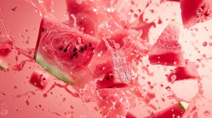 Watermelon explosion background. Juicy watermelon background