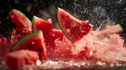 Watermelon explosion background. Juicy watermelon background