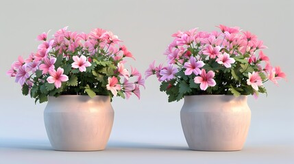 Naklejka na ściany i meble Lush and Vibrant Potted Flowers in Elegant Ceramic Vase