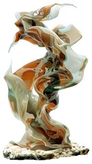Mesmerizing Transparent Sculptural Digital Art Piece with Flowing,Organic Shapes and Vibrant Colors