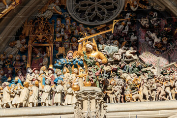 Details of the main portal of Bern cathedral (Bern Minster), Switzerland