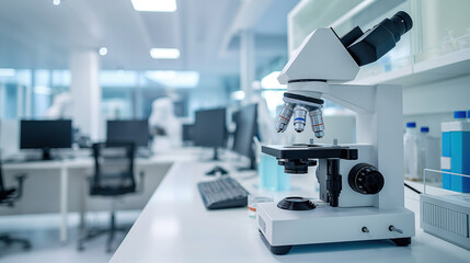 Naklejka premium Modern Laboratory Interior with Advanced Microscope Equipment