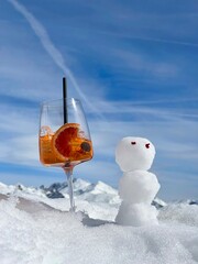 delicious drink in the winter resort in the mountains