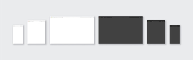 Blank window browser template. Browser mockup for laptop, tablet and phone. Vector EPS 10