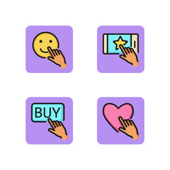 Social media line icon set. Favorites, popular blog, feedback, website. Internet, communication concept. Can be used for web design, mobile app and digital marketing