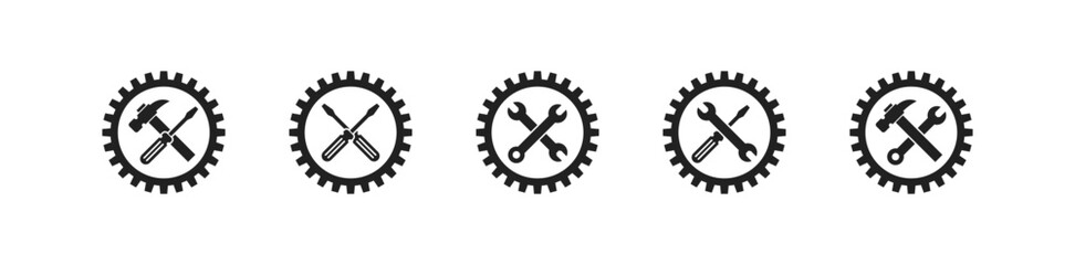 Work, service tool icon set. Screwdriver, wrench, hammer, pilers and gear. Vector EPS 10
Work, service tool icon set. Screwdriver, wrench, hammer, pilers and gear. Vector EPS 10