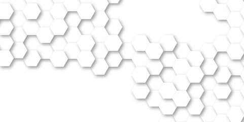 Abstract white background with hexagonal shapes. white paper texture and futuristic business .  Seamless background. Abstract honeycomb background. Surface polygon pattern with digital hexagon.