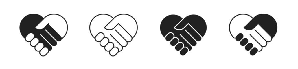 Handshake heart icon set. Vector EPS 10