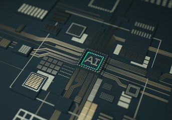 Artificial intelligence, data mining, deep learning modern computer technologies. Futuristic Cyber...