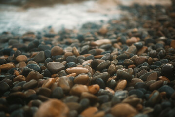 The colorful stones on the beach
