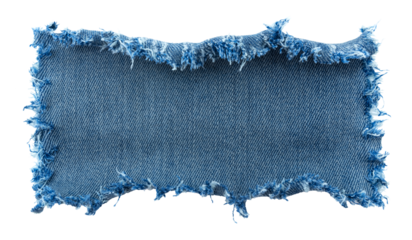 Piece of torn denim on a white background. Denim texture