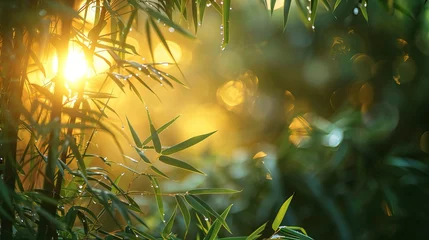Fotobehang Morning Sunlight in Bamboo Forest © Nick Alias