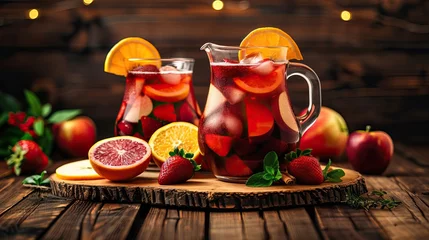 Fotobehang Spanish Sangria with Red Wine and Citrus Fruits © Nick Alias