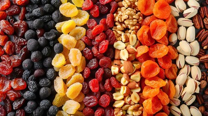 Assorted Dried Fruits Background and Texture