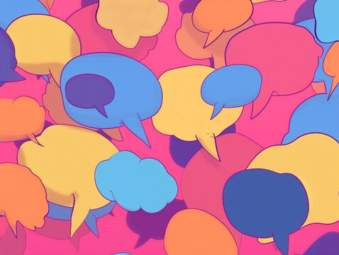 An animation frame capturing the climax of a discussion, with overlapping speech bubbles showing the chaos and passion of dialogue.