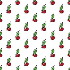Seamless pattern with cherry doodle for decorative print, wrapping paper, greeting cards, wallpaper and fabric