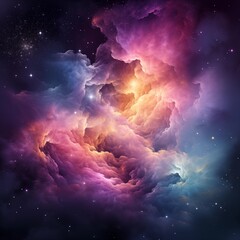 Stunning Visualization of a Colorful Nebula in Deep Space - obrazy, fototapety, plakaty